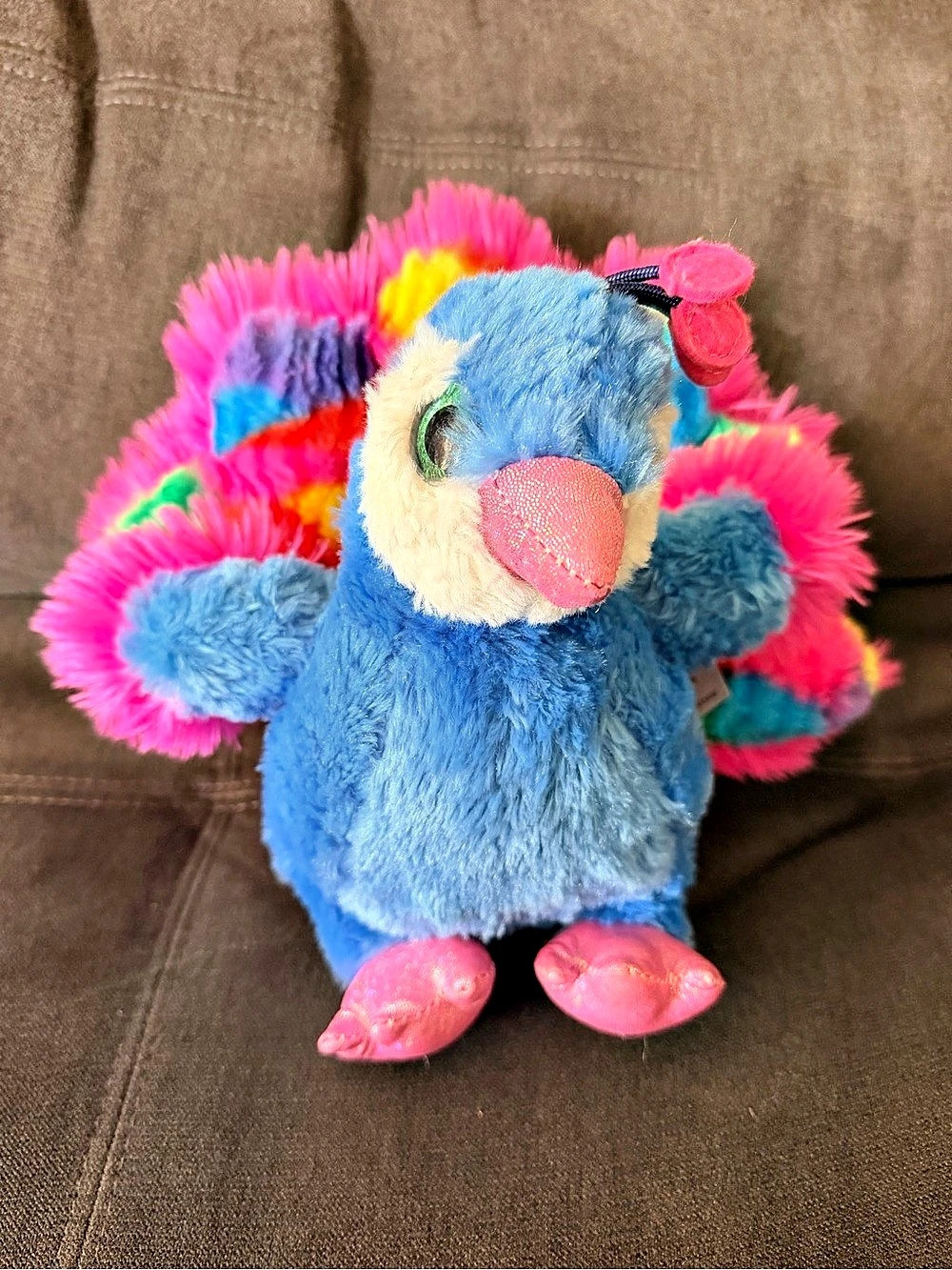 Animal Alley Blue Rainbow Peacock Plush Colorful Peacock Plush Toy Like New